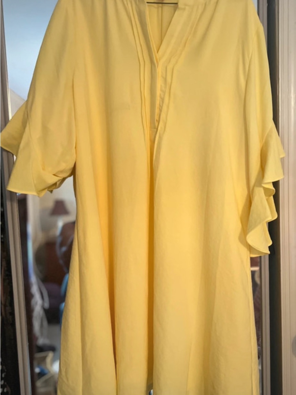 Vince Camuto Sunny Yellow Ruffle Sleeve Midi Dress
